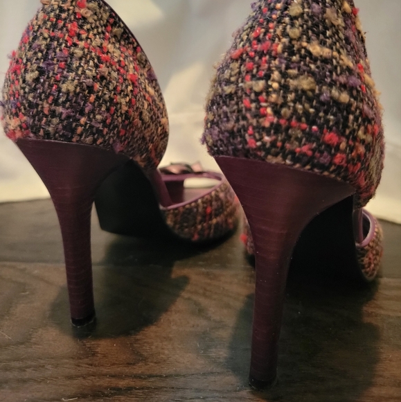 Steve Madden Y2K Tweed Heels Purple Multi Rhinestone Flower Vintage *sz 8.5* - Picture 4 of 8